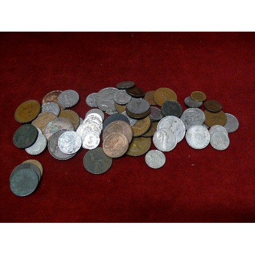 60A - MIXED LOT OF OLD FOREIGN AND BRITISH COINAGE.