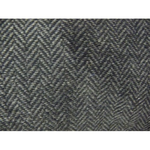 481 - ROLL OF WOOL HERRINGBONE CHARCOAL FABRIC.