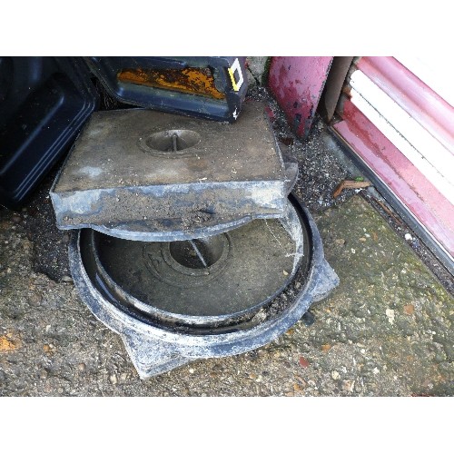 505 - TWO DRAIN COVERS AND FRAMES.