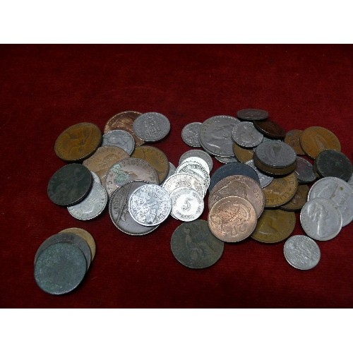 60A - MIXED LOT OF OLD FOREIGN AND BRITISH COINAGE.