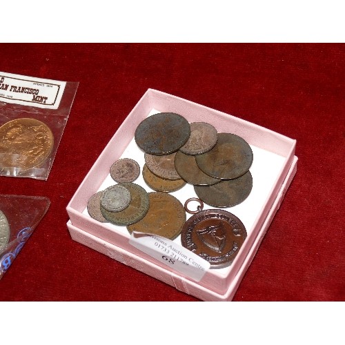 68 - A COLLECTION OF VARIOUS ENGLISH COINS INCLUDING VICTORIAN PENNIES.