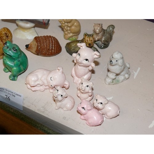 76 - A COLLECTION OF VARIOUS SMALL ANIMAL FIGURES, SOME BY WADE.