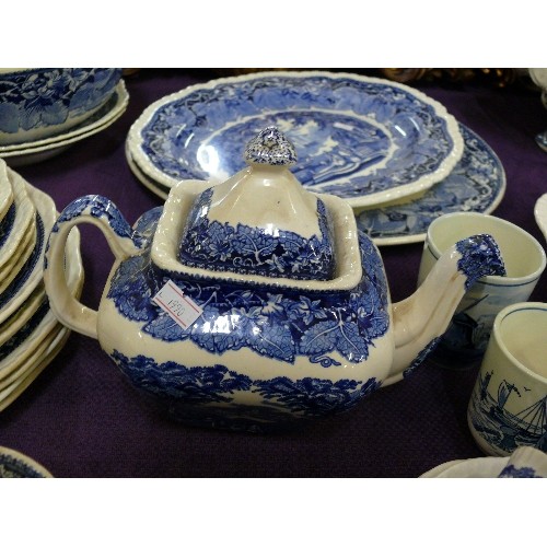 147 - A COLLECTION OF MASON'S 'VISTA' DINNERWARE INCLUDING A TEAPOT, CUPS AND SAUCERS AND PLATES.