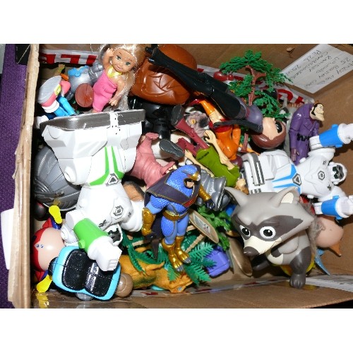 156 - A BOX OF CHILDREN'S TOYS TO INCLUDE SCOOBY DOO, SONIC, THE INCREDIBLES ETC.