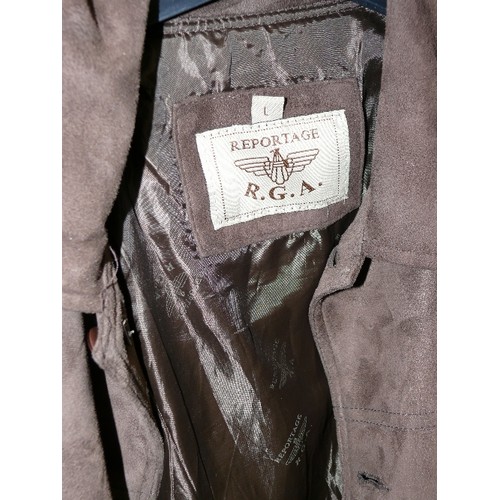 297 - A SUEDE JACKET BY REPORTAGE SIZE LARGE.