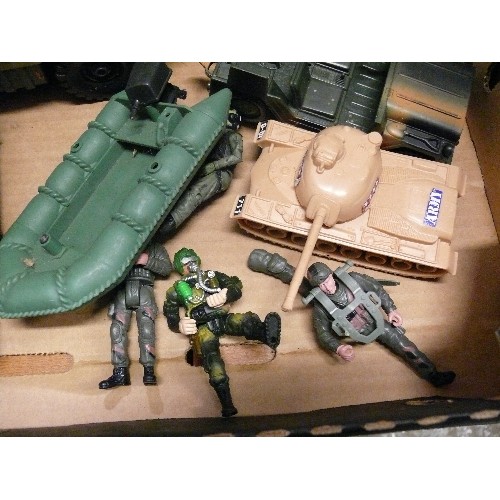 342 - A BOX OF ARMY THEMED TOYS.