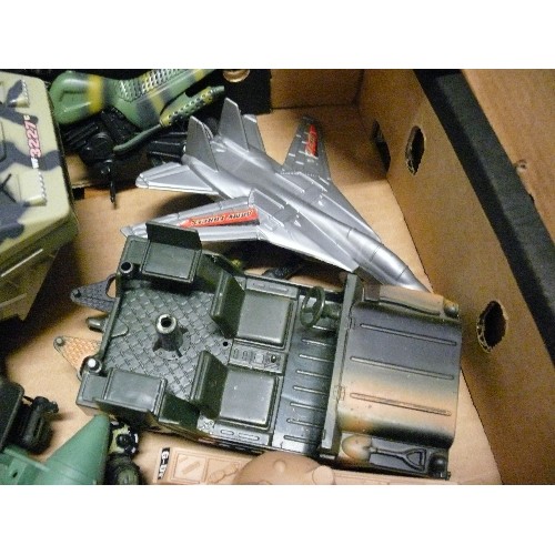 342 - A BOX OF ARMY THEMED TOYS.