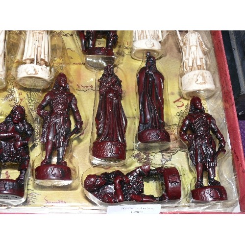 109 - LORD OF THE RINGS - THE TWO TOWERS CHESS SET IN ORIGINAL BOX WITH AN ANTIQUE IVORY AND CHINESE LACQU... 