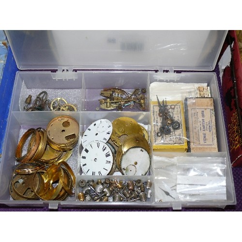 113 - A TRAY OF POCKET WATCH SPARE PARTS.