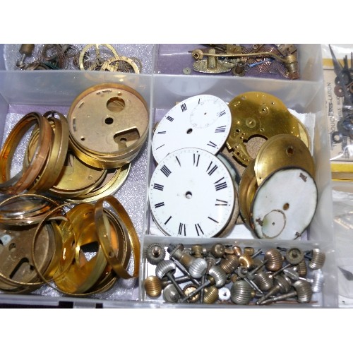 113 - A TRAY OF POCKET WATCH SPARE PARTS.