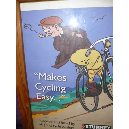 133 - A PINE FRAMED VINTAGE CYCLING POSTER 'STURMEY ARCHER'.