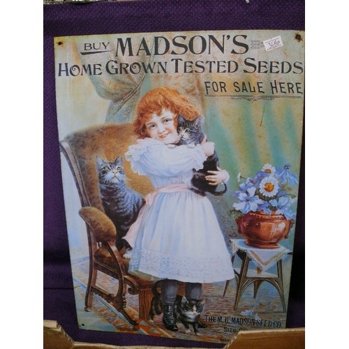 134 - A METAL SIGN FOR MADSON SEEDS.