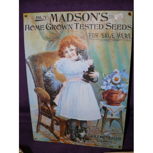 134 - A METAL SIGN FOR MADSON SEEDS.