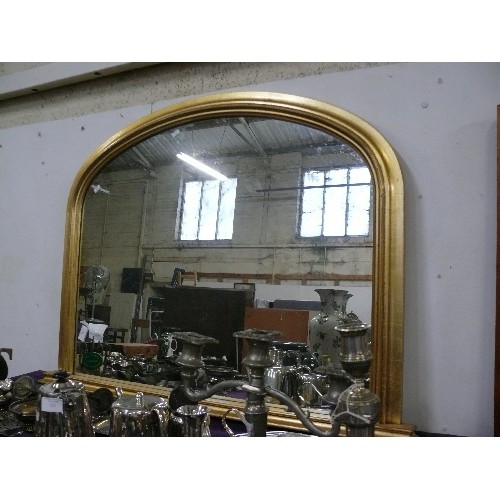 136 - LARGE OVER MANTLE MIRROR.