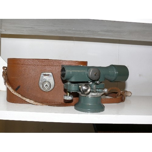 97 - A THEODOLITE HEAD BY WATTS, IN ORIGINAL LEATHER CASE.