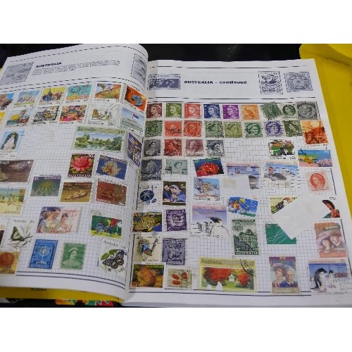 121 - A STANLEY GIBBONS STAMP ALBUM WITH SOME STAMPS PLUS A FURTHER BAG OF VARIOUS STAMPS.