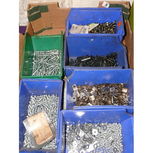 199 - THREE BOXES OF RIVETS, SCREWS ETC.