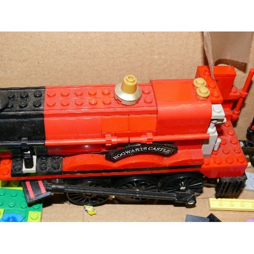 207 - THREE LEGO VEHICLES - A CAR, TRAIN & TRAIN CARRIAGE.