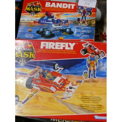 216 - TWO KENNER MASK BOXED TOYS 'BANDIT' AND 'FIREFLY'.