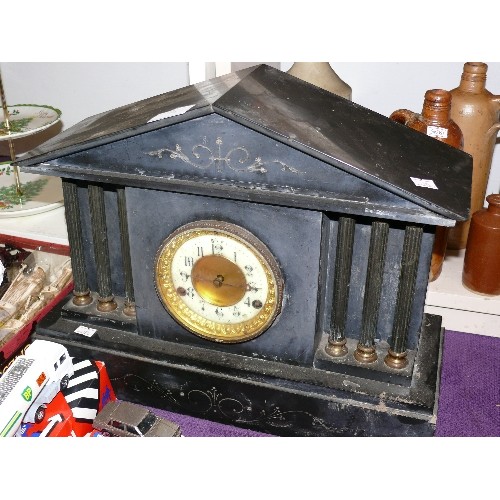 76 - LARGE SLATE MANTLE CLOCK.