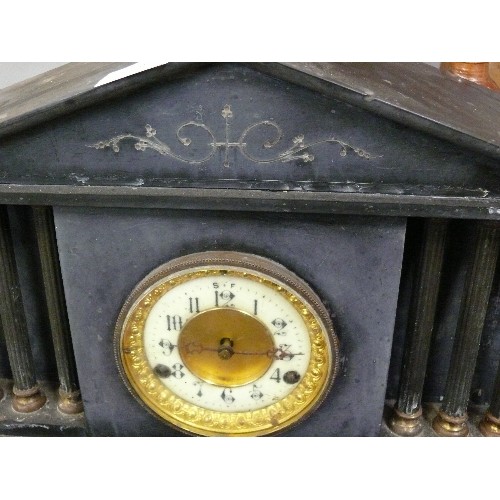 76 - LARGE SLATE MANTLE CLOCK.