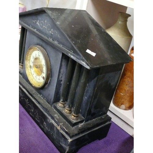 76 - LARGE SLATE MANTLE CLOCK.