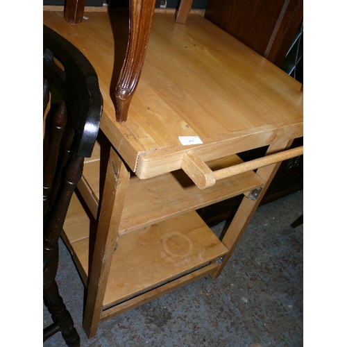 396 - A PINE KITCHEN TROLLEY.