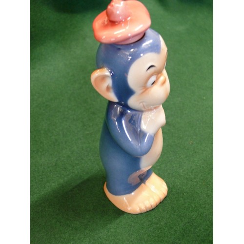 2 - GOEBEL HARDY CHIMP DECANTER WITH STOPPER.