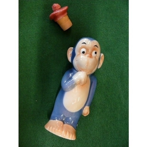 2 - GOEBEL HARDY CHIMP DECANTER WITH STOPPER.