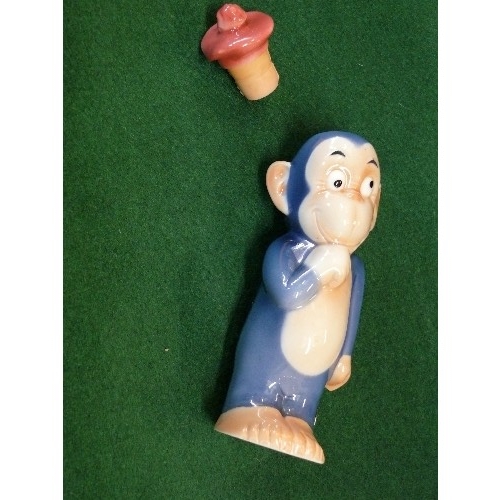 2 - GOEBEL HARDY CHIMP DECANTER WITH STOPPER.