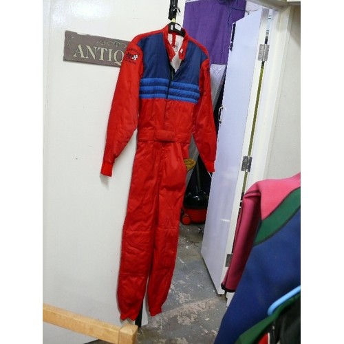 446 - KARTSTAR JAY BRAND RACEWEAR CIK No.190 OVERALLS IN RED, SIZE 34.