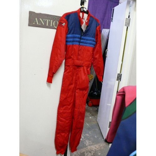 446 - KARTSTAR JAY BRAND RACEWEAR CIK No.190 OVERALLS IN RED, SIZE 34.