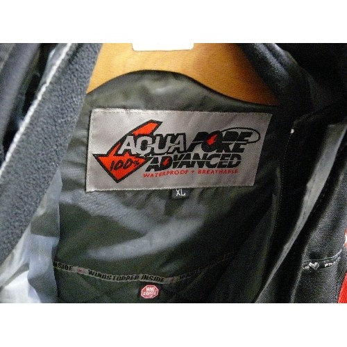 448 - AQUA PIRE ADVANCED WATERPROOF AND BREATHABLE RED AND BLACK MOTORCYCLE JACKET, XL.