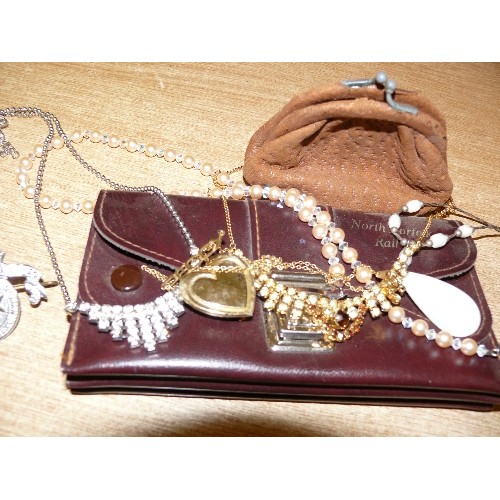 27 - MIXED LOT CONTAINING - NORTH RAILWAY PURSE, NECKLACE WITH MOTHER OF PEARL TEARDROP, ST JOHNS AMBULAN... 