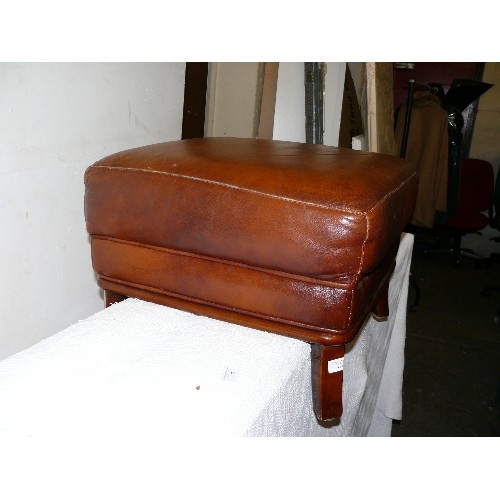 471 - RETRO TAN LEATHER FOOTSTOOL.