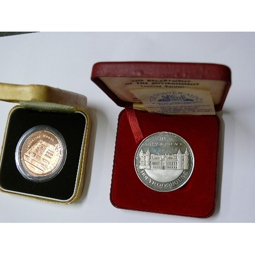 15 - TWO COLLECTORS' MEDALLIONS, THE OPENING OF LANCASTER HOUSE 1984, AND HOLYROOD HOUSE, FROM TOWER MINT... 