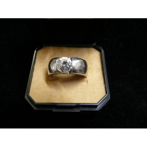 57 - SILVER 925 SOLITAIRE RING, SIZE P/Q.