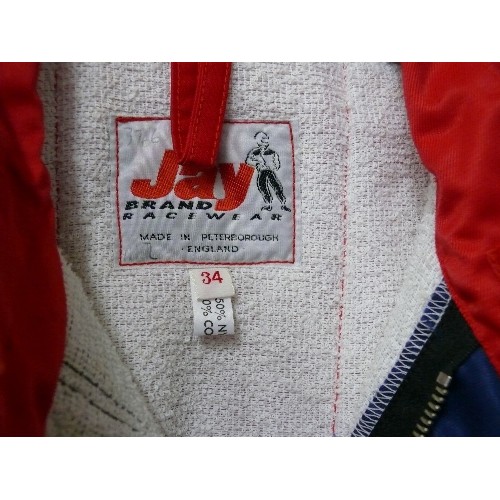 446 - KARTSTAR JAY BRAND RACEWEAR CIK No.190 OVERALLS IN RED, SIZE 34.