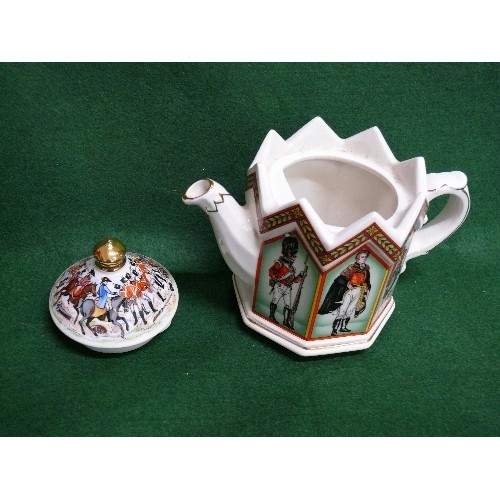 96 - SADLER TEAPOT 'THE DUKE OF WELLINGTON & SOLDIERS OF THE BATTLE OF WATERLOO'.