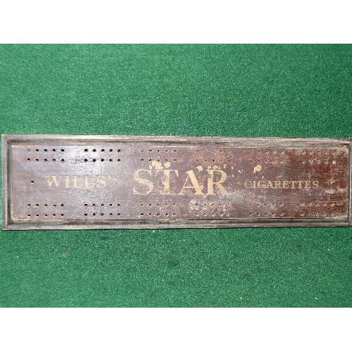 71 - A WILLS STAR CIGARETTES CRIBBAGE BOARD.