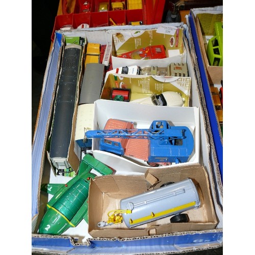 329 - A MIXED BOX OF COLLECTORS VEHICLES TO INCLUDE DINKY, CORGI AND MATCHBOX.