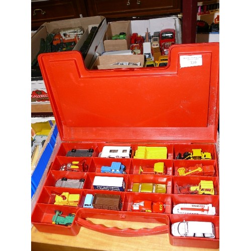 330 - A VINTAGE MATCHBOX CARRYCASE WITH 18 VARIOUS MODEL VEHICLES.