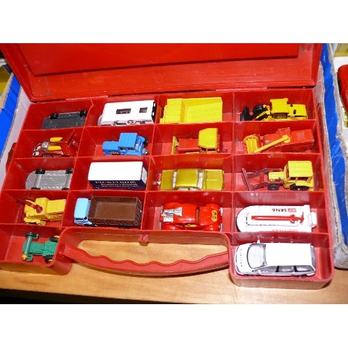 330 - A VINTAGE MATCHBOX CARRYCASE WITH 18 VARIOUS MODEL VEHICLES.