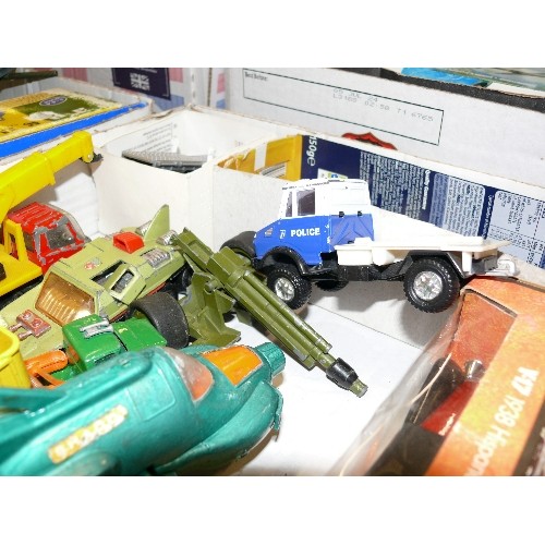 341 - A MIXED BOX OF COLLECTORS VEHICLES TO INCLUDE DINKY, TONKA AND CORGI.