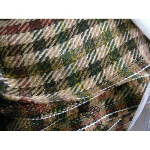 239 - SHADES OF BROWN, BEIGE, RED AND GREEN CHECK FABRIC, 1.5m X 15m.