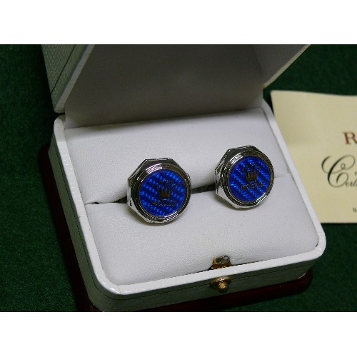 22 - PAIR OF ROLEX CUFFLINKS IN BOX WITH CERTIFICATE.