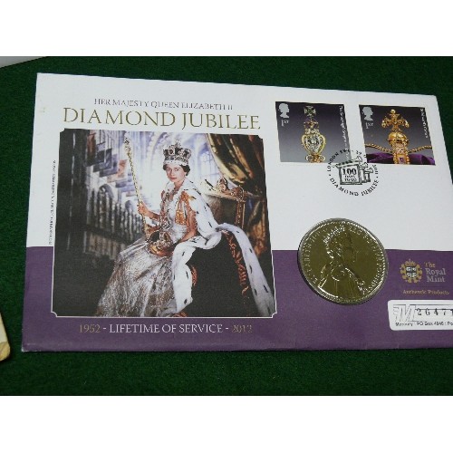 56 - £5 DIAMOND JUBILEE COMMEMORATIVE COIN, £5 THE QUEEN MOTHERS 90TH BIRTHDAY, £5  DIAMOND WEDDING, COIN... 