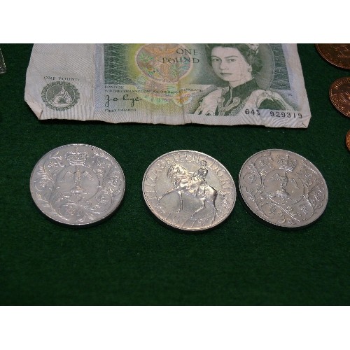 60 - 2012 DIAMOND JUBILEE COIN  AND 2012 ANNUAL COIN SET, TWO £1 NOTES, PLUS SEVERAL COLLECTABLE CROWNS, ... 