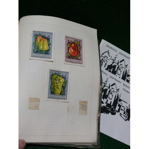 27 - MINIATURE ALBUM OF STAMPS AND CHURCHILL CENTENARY SONGS, OCTOBER 30TH 1974.