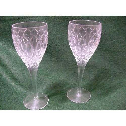 1 - PAIR OF CUT GLASS STUART WINE GLASSES.